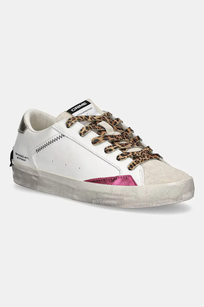 CRIME LONDON Кожени маратонки DISTRESSED в бяло 25000AA8