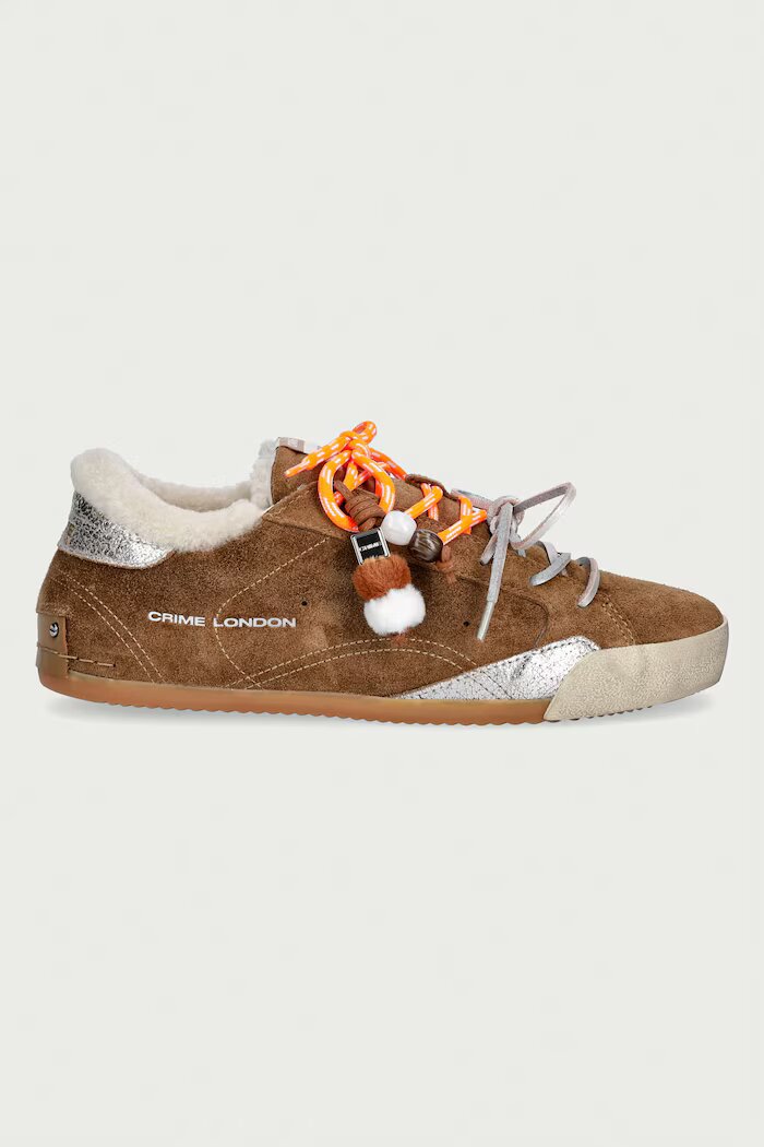 CRIME LONDON SNEAKERINA маратонки дамски от велур кафяви 23604AA9
