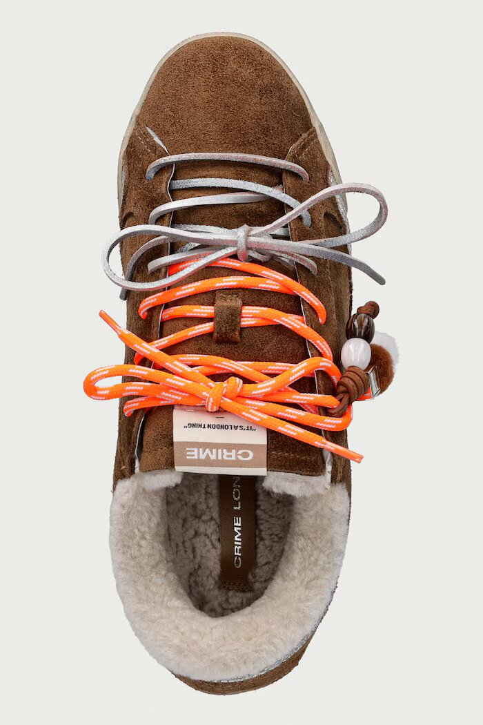CRIME LONDON SNEAKERINA маратонки дамски от велур кафяви 23604AA9