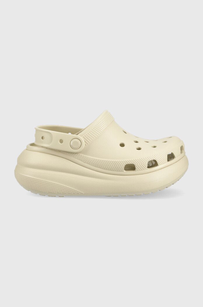 Crocs Чехли Classic Crush Clog в бежово с платформа 207521