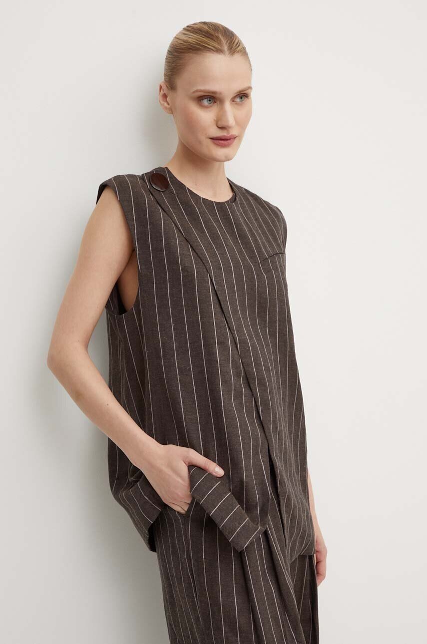 Day Birger et Mikkelsen Ленен елек Enid - Casual Linen Stripe
