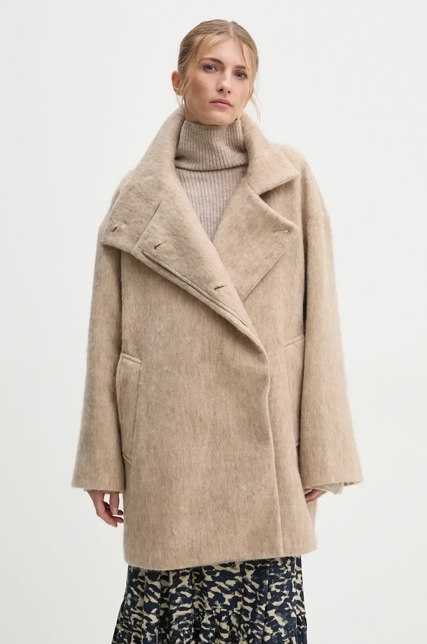 Day Birger et Mikkelsen Палто с вълна Keaton - Fluffy Wool Blend