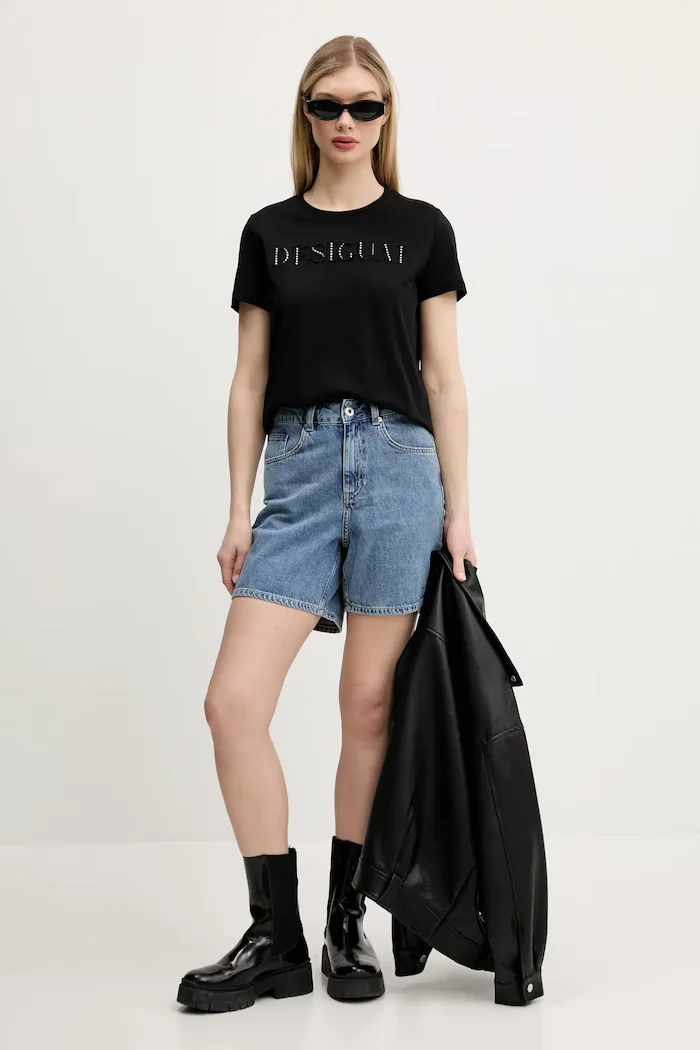 DESIGUAL Памучна тениска BRANDY в черно 25SWTK17