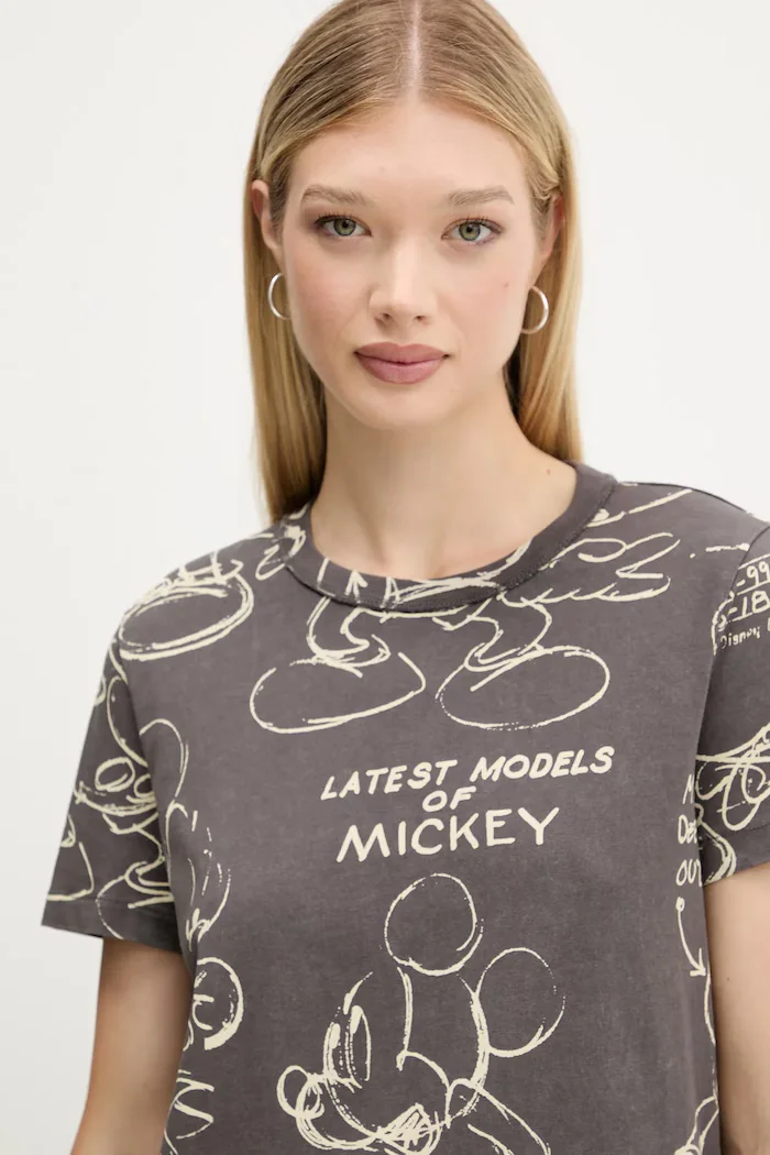 DESIGUAL Памучна тениска MICKEY SKETCH дамска в сиво 25WWTK03
