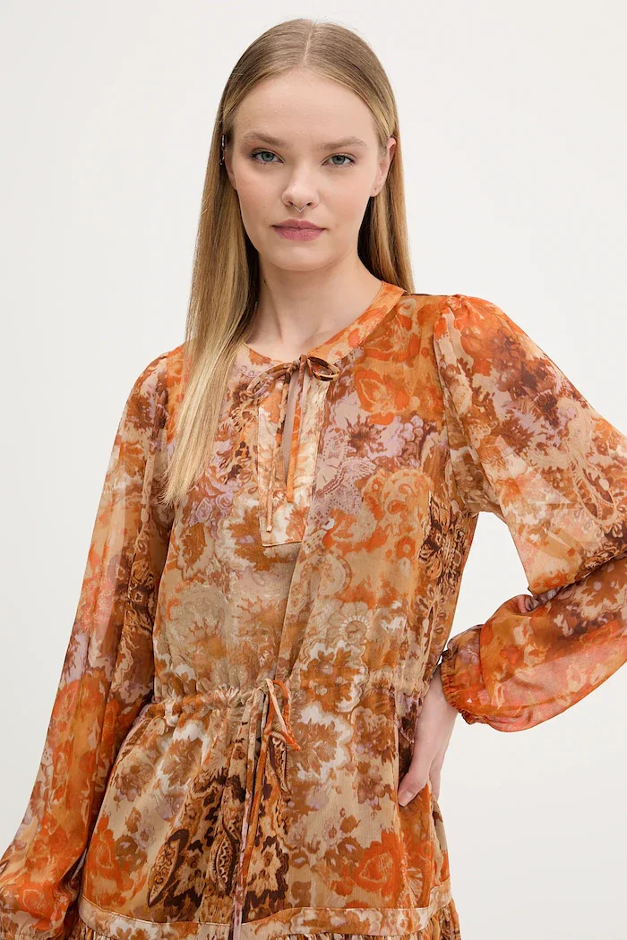 DESIGUAL Рокля BOHOSHORT в оранжево къса разкроена 25WWVW18