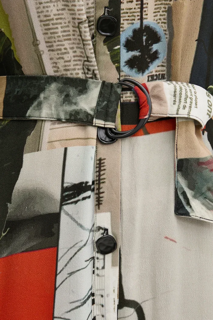 DESIGUAL Рокля COLLAGE LACROI в черно среднодълга разкроена 25SWVW45