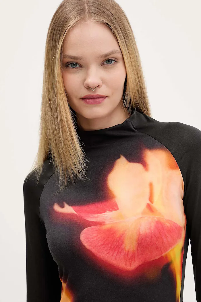 DESIGUAL Рокля MILA в черно къса разкроена 25WWVK40