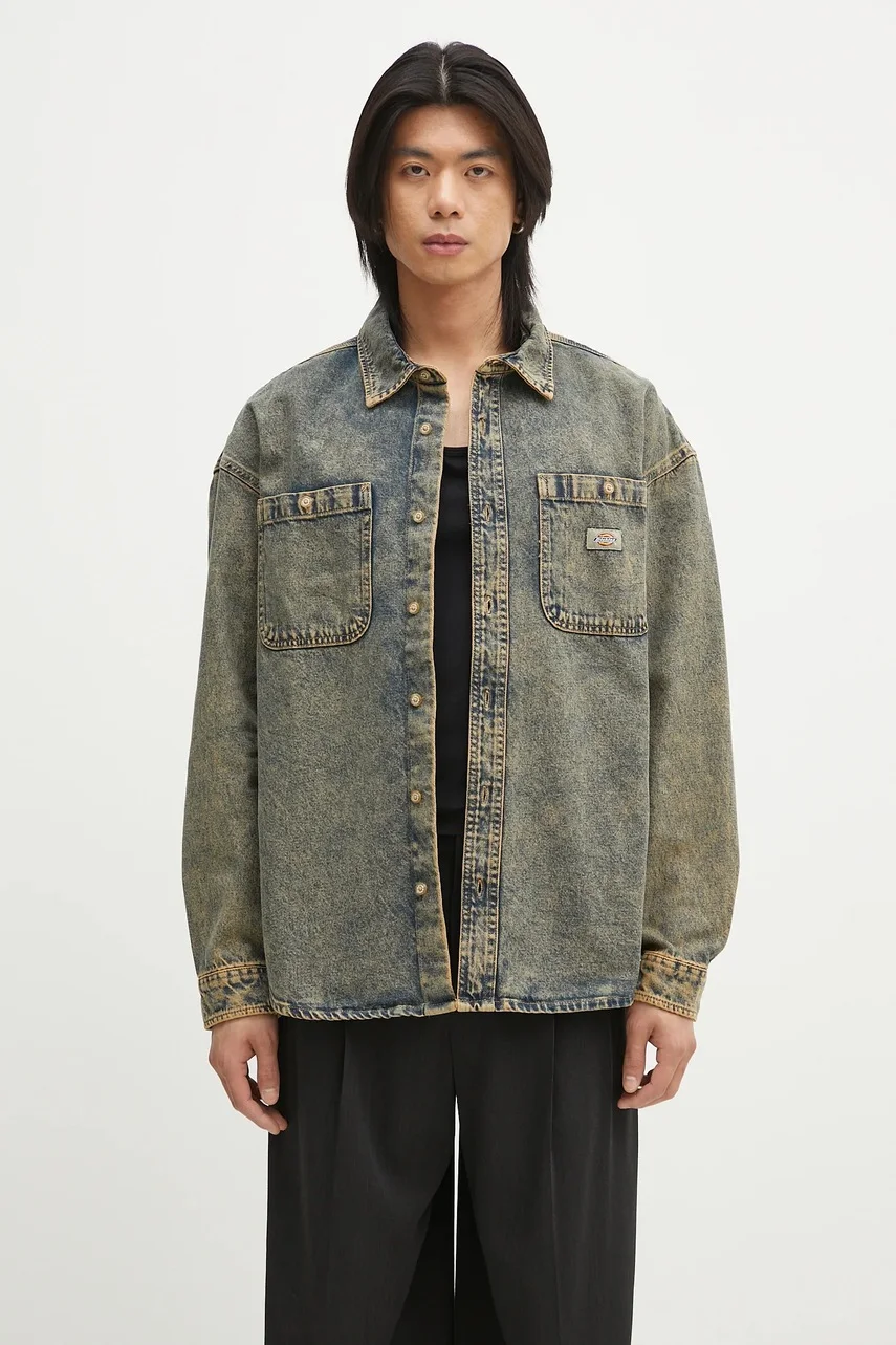 Dickies Дънково яке Houston Ls Shirt Yellow Fade Indigo