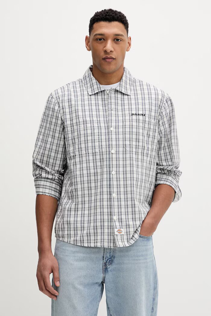 Dickies Памучна риза в синьо със стандартна кройка с класическа яка DK0A885CC481