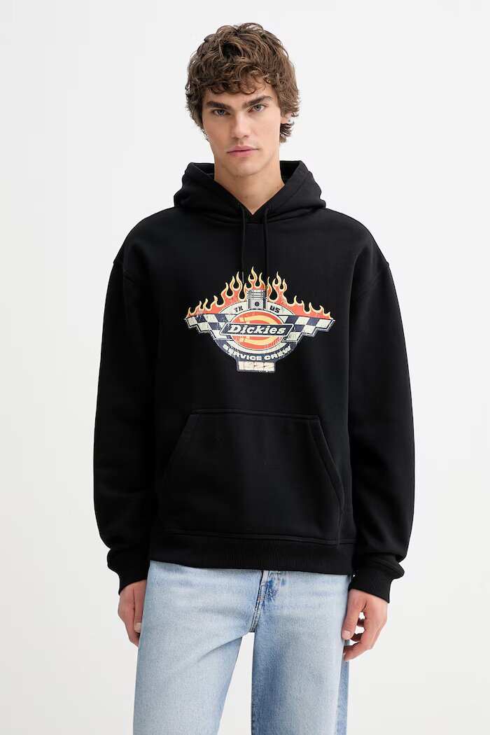 Dickies Суичър мъжки в черно с качулка с принт DK0A89I9BLK1