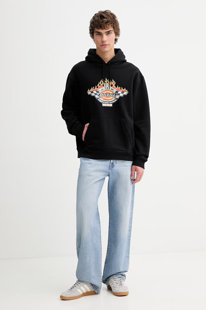 Dickies Суичър мъжки в черно с качулка с принт DK0A89I9BLK1