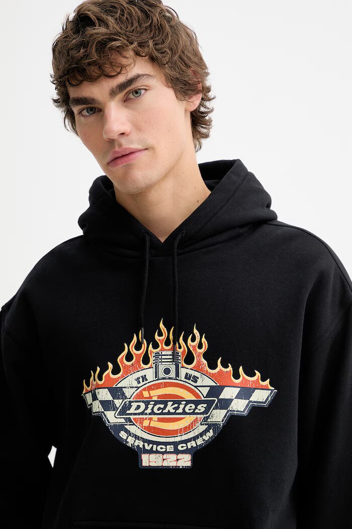 Dickies Суичър мъжки в черно с качулка с принт DK0A89I9BLK1