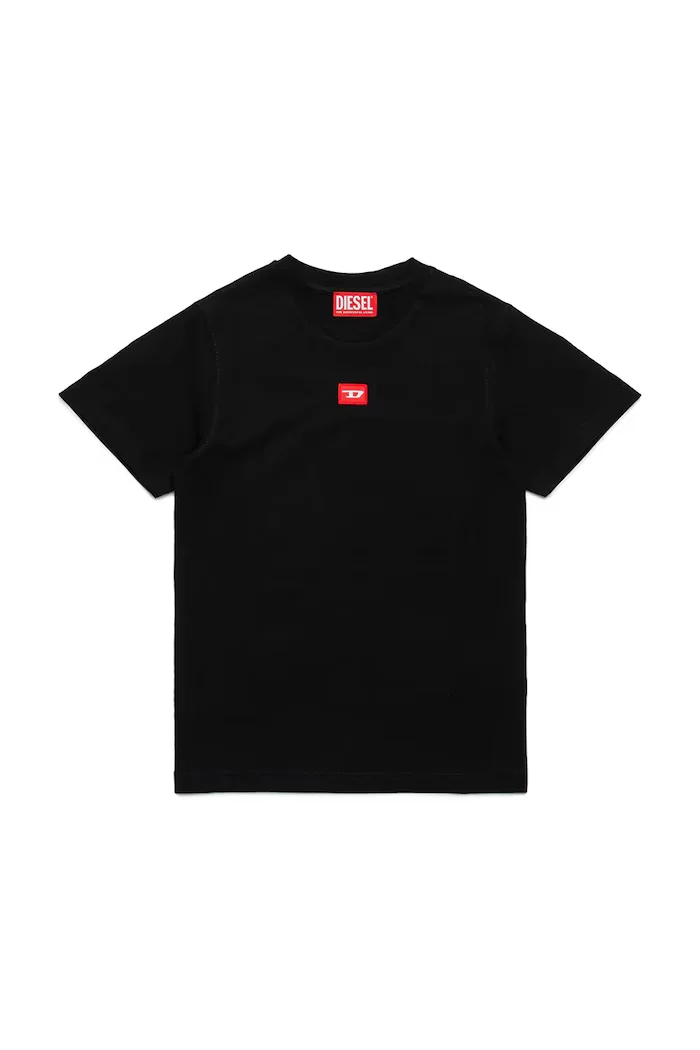 Diesel Детска памучна тениска TXDIEGO T-SHIRT в черно с апликация J02501