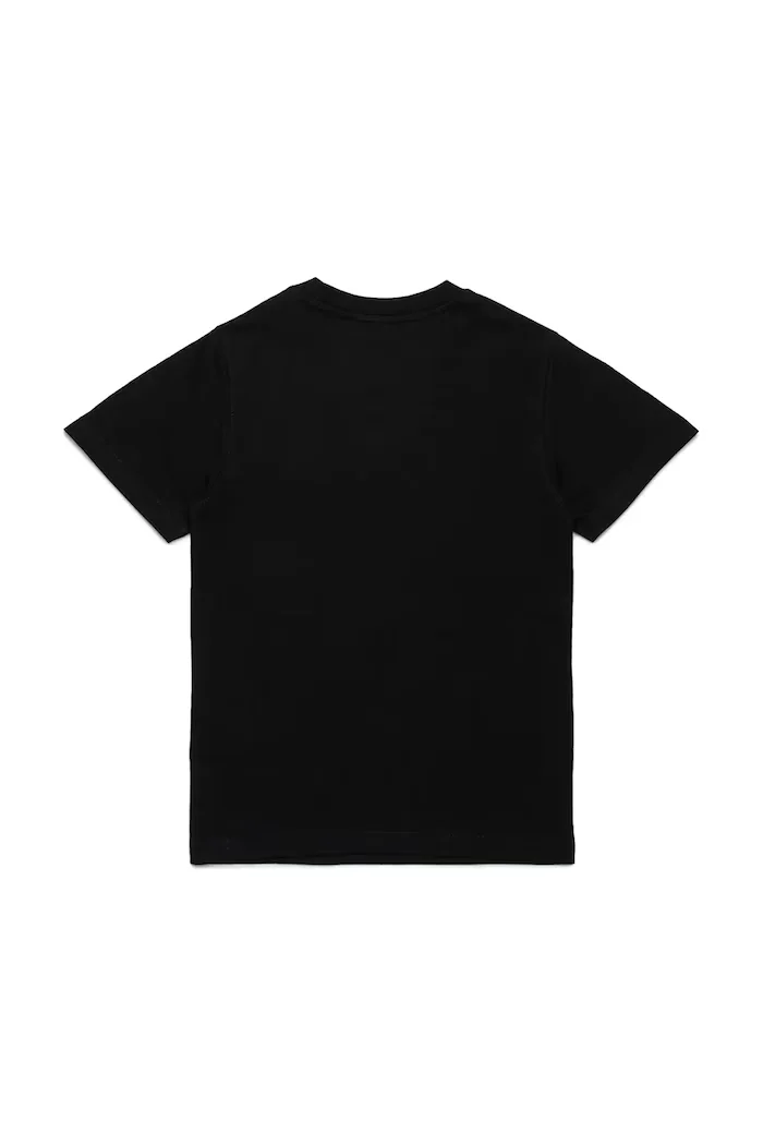 Diesel Детска памучна тениска TXDIEGO T-SHIRT в черно с апликация J02501