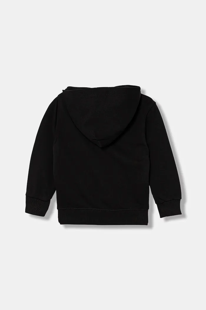 Diesel Детски памучен суичър SXGINHOOD OVER SWEAT-SHIRT в черно с качулка с меланжов десен J02502