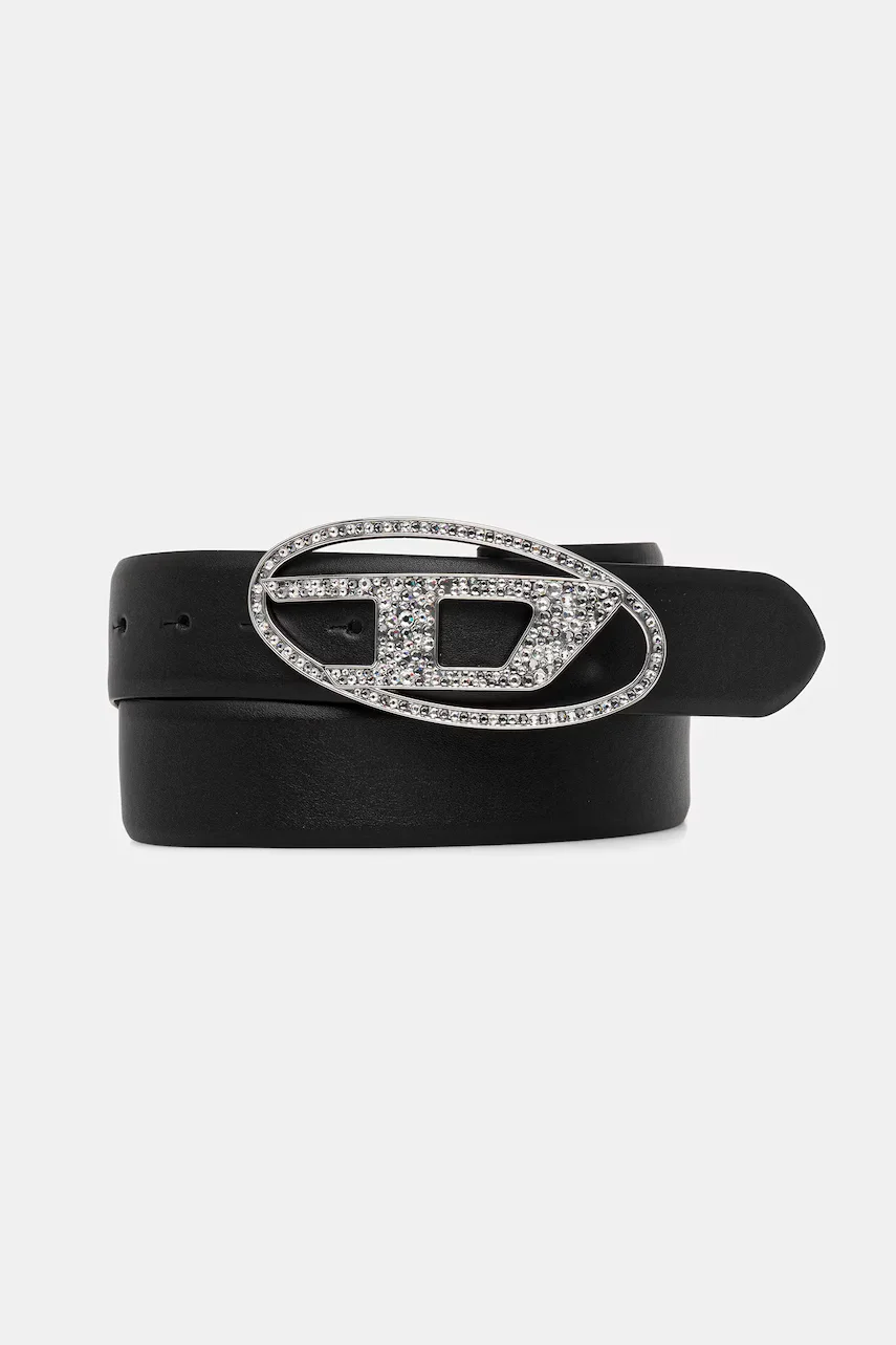 Diesel Кожен колан OVAL D LOGO B-1DR STRASS