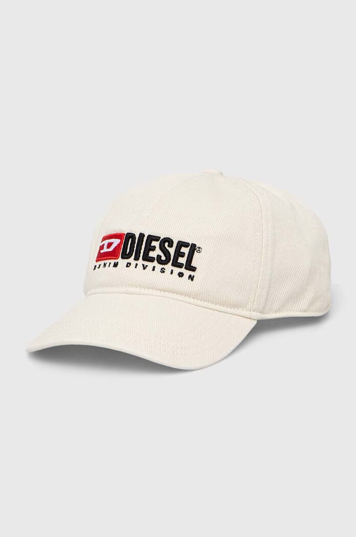 Diesel Памучна шапка с козирка CORRY-DIV-WASH в бежово с апликация A11356.0PFAA