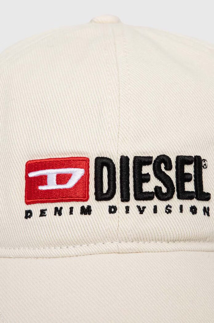 Diesel Памучна шапка с козирка CORRY-DIV-WASH в бежово с апликация A11356.0PFAA