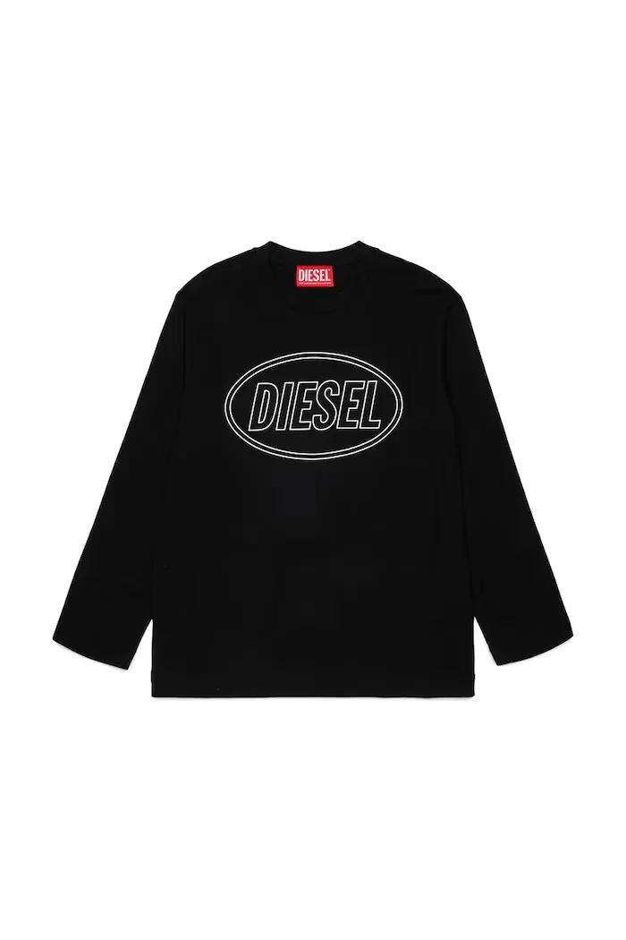 Diesel тениска за деца от памук TCIRCLELS OVER T-SHIRT черна J03037