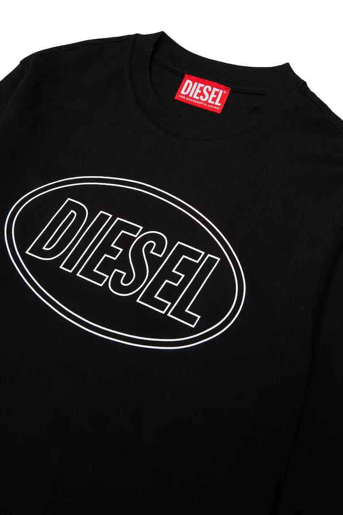 Diesel тениска за деца от памук TCIRCLELS OVER T-SHIRT черна J03037