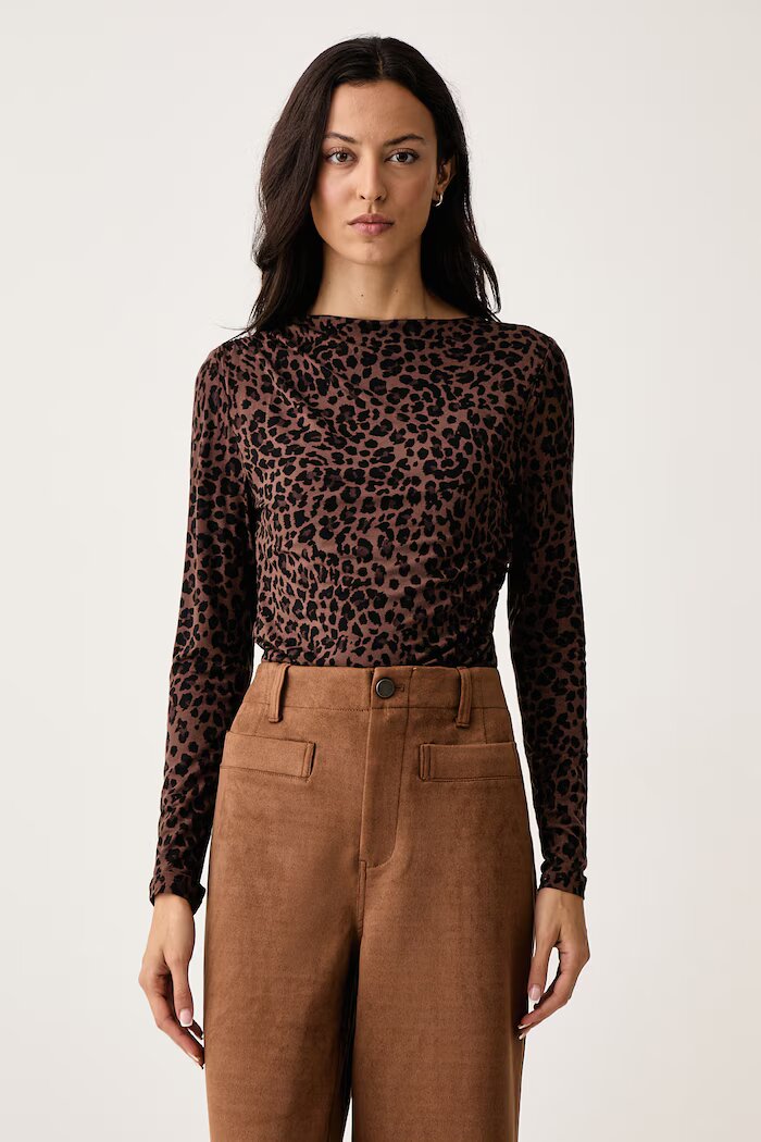 DKNY блуза с дълги ръкави дамска кафява DJ6T1825