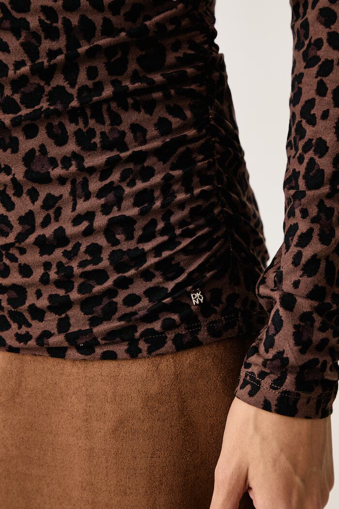 DKNY блуза с дълги ръкави дамска кафява DJ6T1825