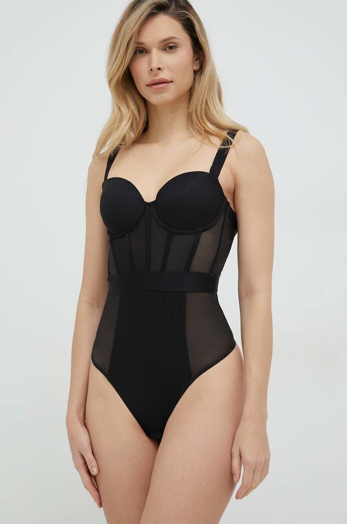 DKNY Боди в черно с изчистен дизайн DK6008
