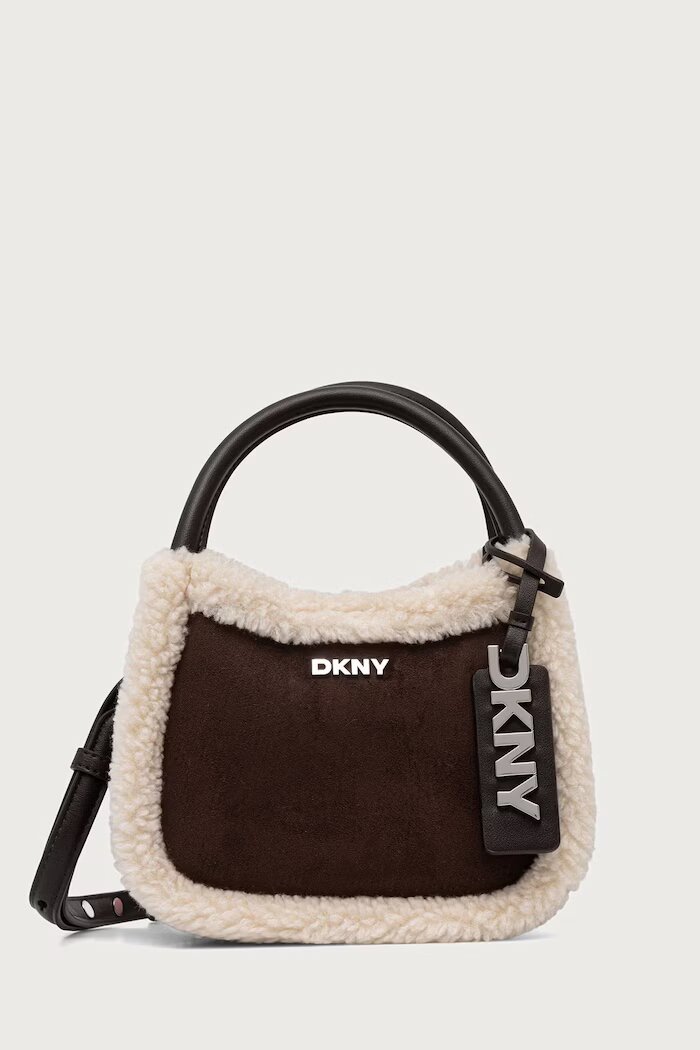 DKNY чанта crossbody дамска от имитация на велур кафява R62EML01