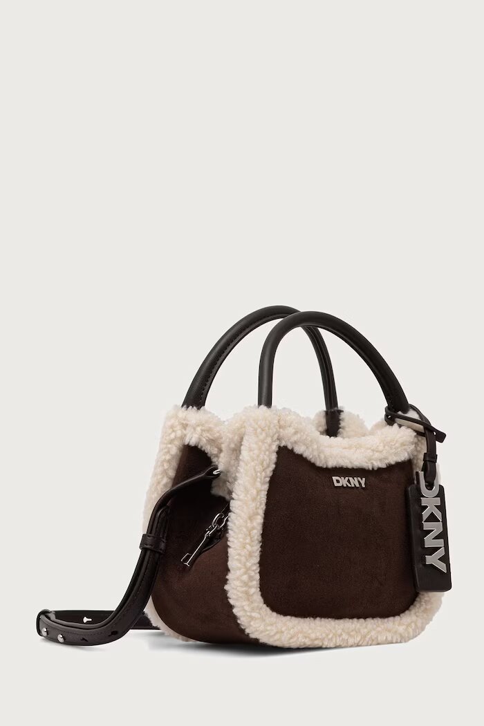 DKNY чанта crossbody дамска от имитация на велур кафява R62EML01