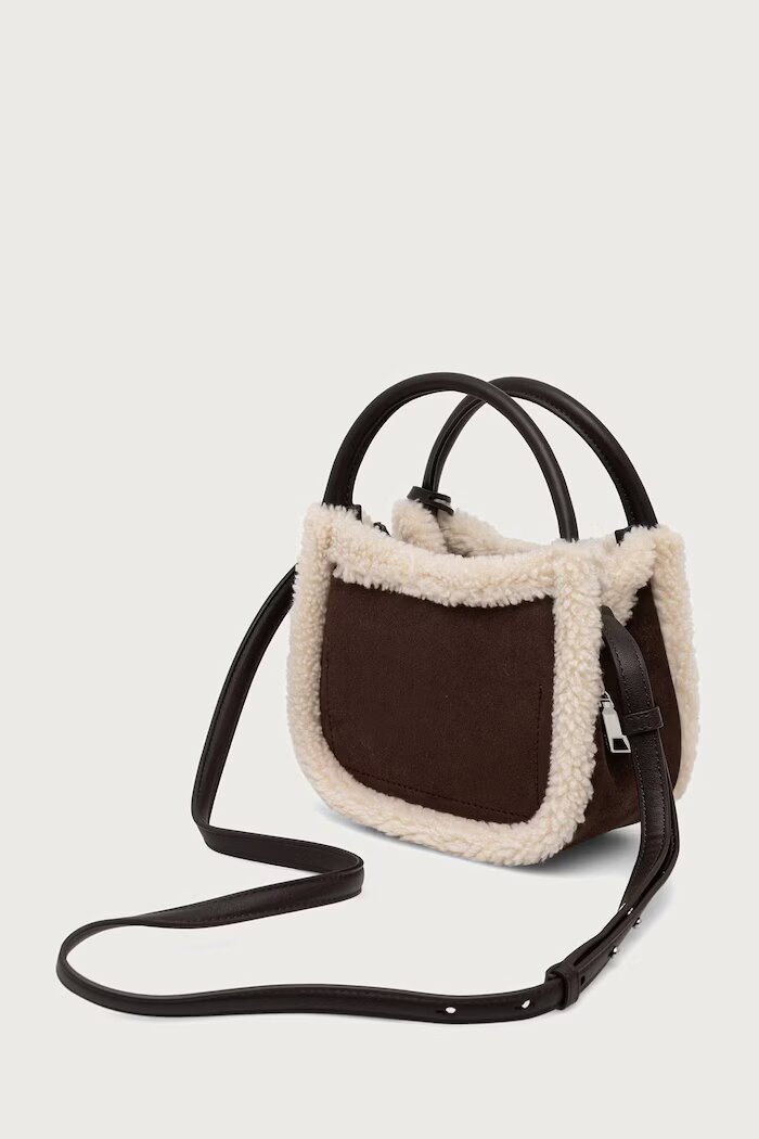 DKNY чанта crossbody дамска от имитация на велур кафява R62EML01