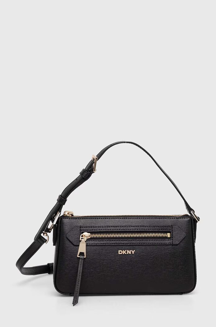 DKNY чанта crossbody дамска от кожа черна R42HKE18