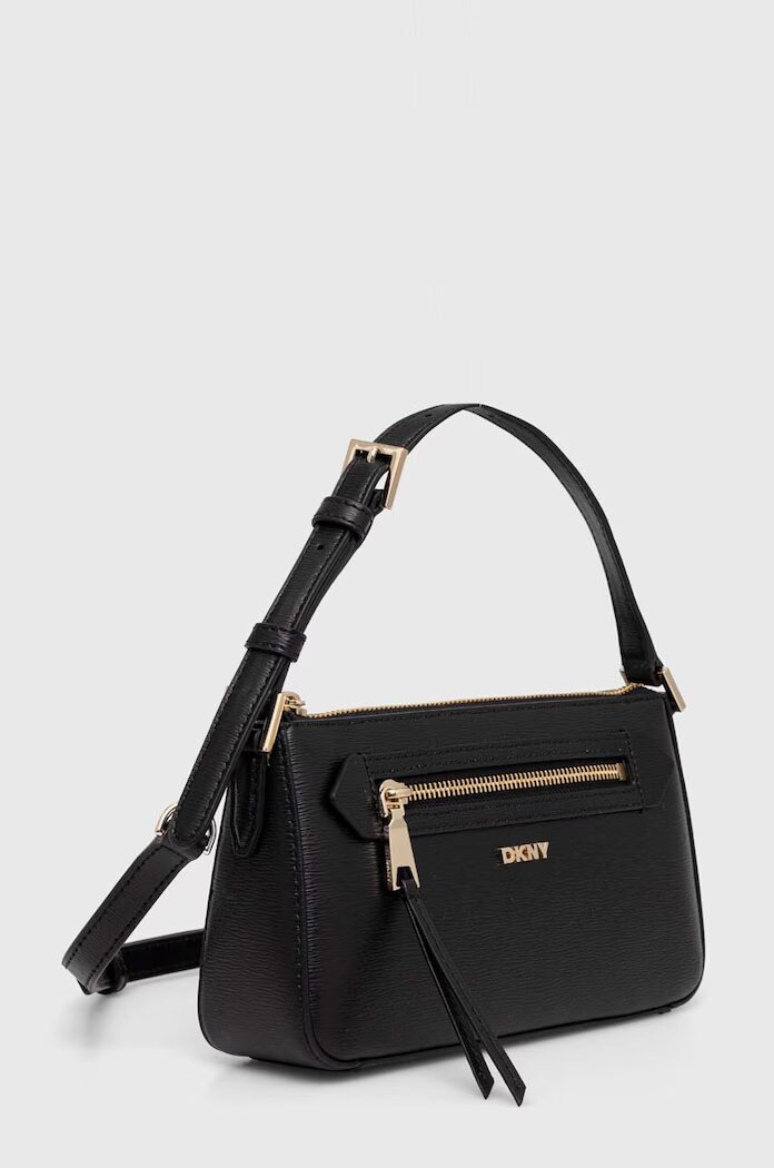 DKNY чанта crossbody дамска от кожа черна R42HKE18