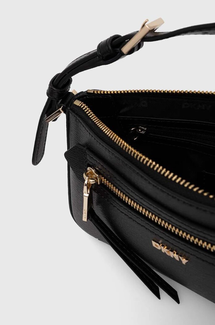 DKNY чанта crossbody дамска от кожа черна R42HKE18