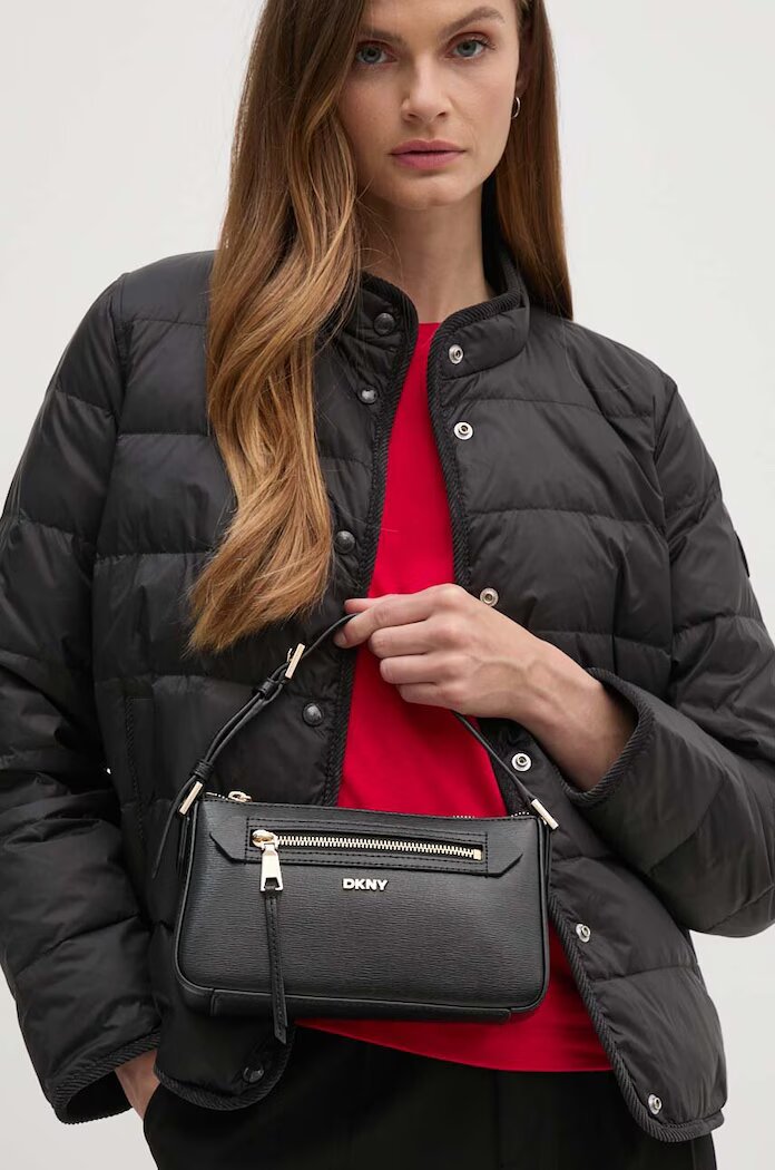 DKNY чанта crossbody дамска от кожа черна R42HKE18
