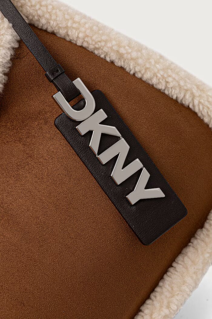 DKNY чанта дамска от имитация на велур кафява R62CMK69