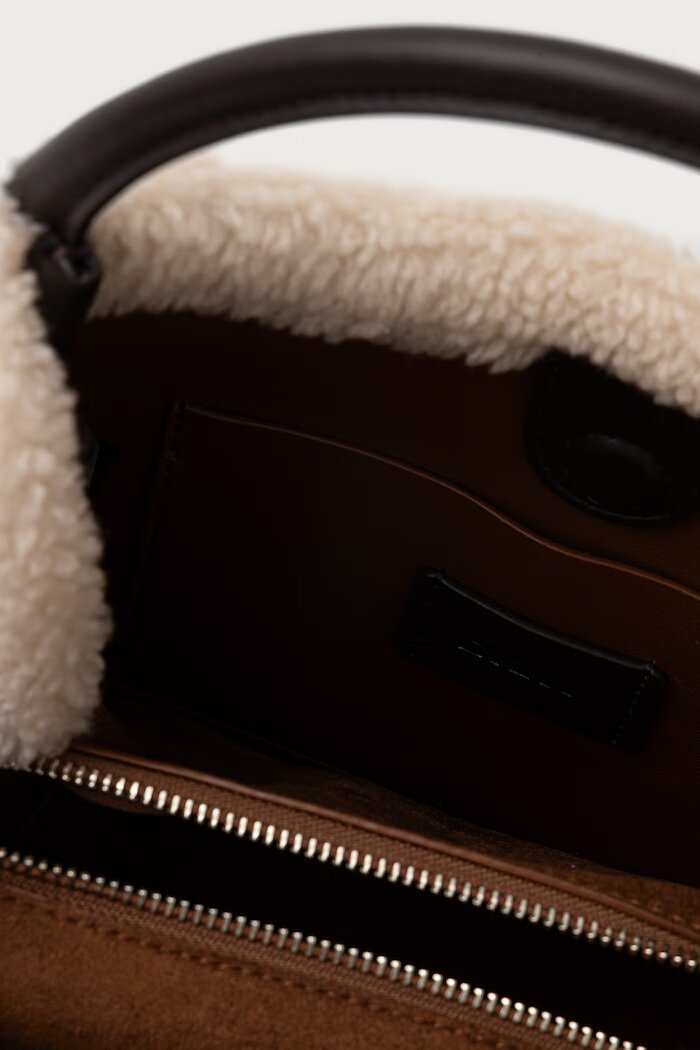 DKNY чанта дамска от имитация на велур кафява R62CMK69