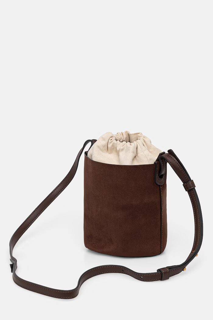 DKNY чанта с дълга дръжка дамска от имитация на велур PAYTON кафява R62JMR48