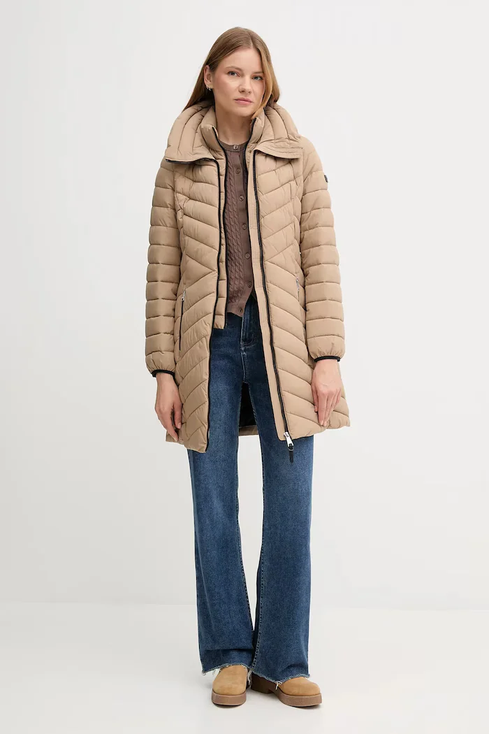 DKNY дълго яке дамско бежово DLEMPN46