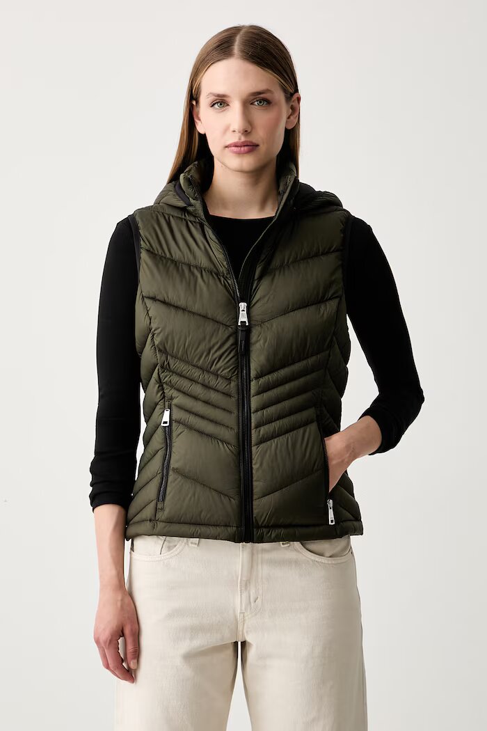 DKNY елек с качулка дамски зелен DLEMPZ24