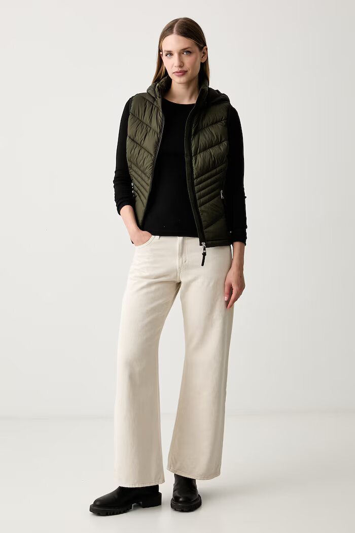 DKNY елек с качулка дамски зелен DLEMPZ24