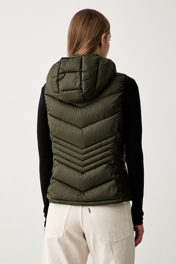 DKNY елек с качулка дамски зелен DLEMPZ24