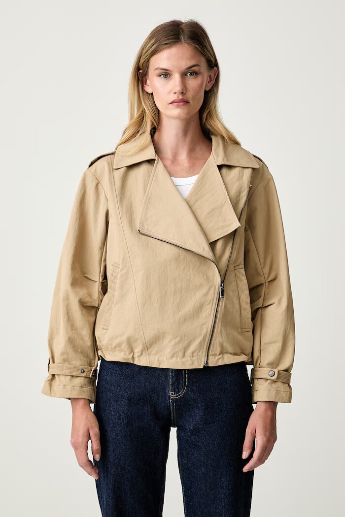 DKNY късо яке дамско с памук бежово P6GC7E20
