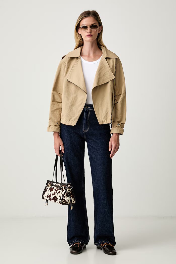 DKNY късо яке дамско с памук бежово P6GC7E20