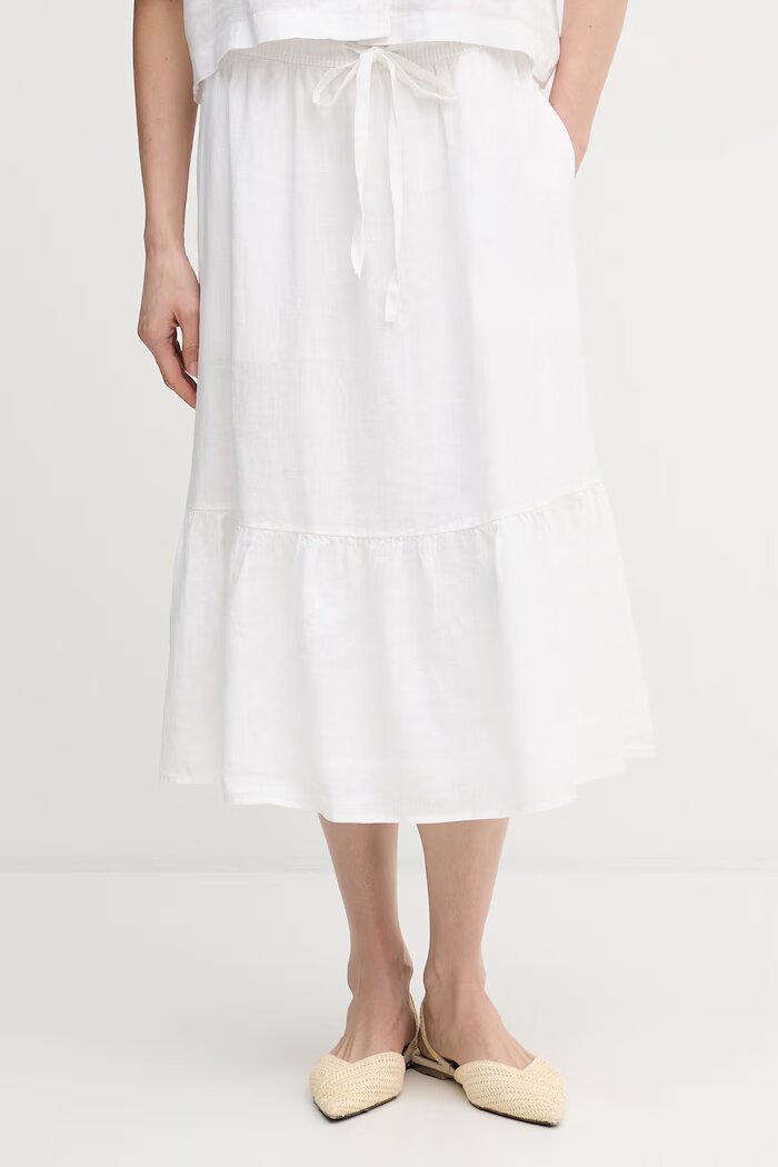 DKNY Ленена пола в бяло среднодълга разкроена P5JBCD87