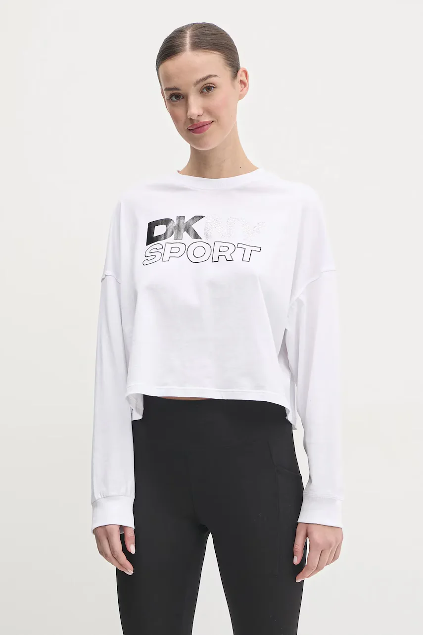 DKNY Памучна блуза с дълги ръкави