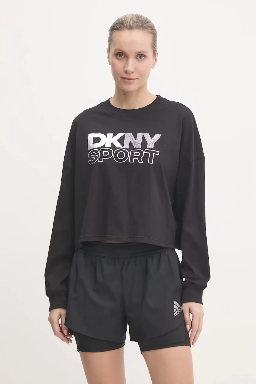 DKNY Памучна блуза с дълги ръкави
