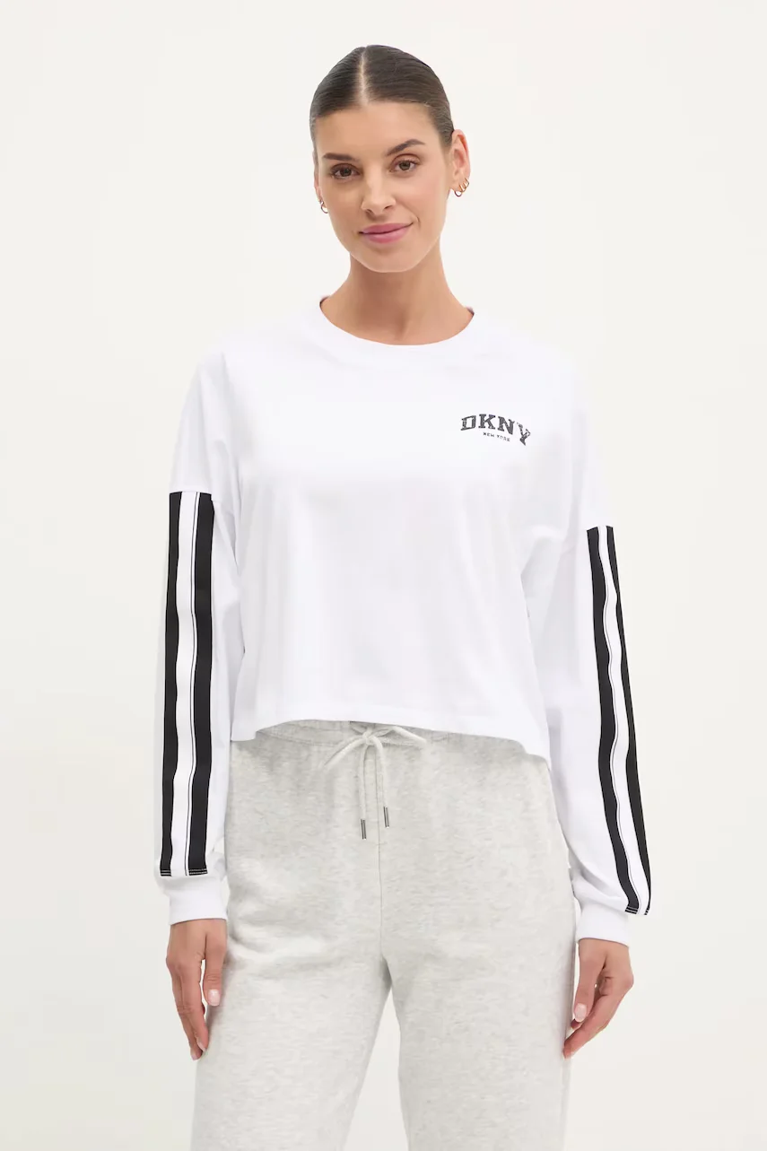 DKNY Памучна блуза с дълги ръкави