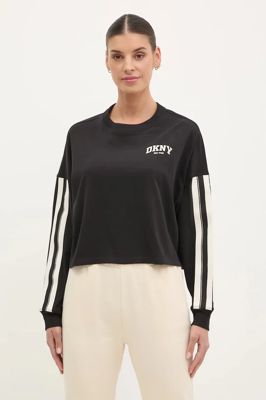 DKNY Памучна блуза с дълги ръкави