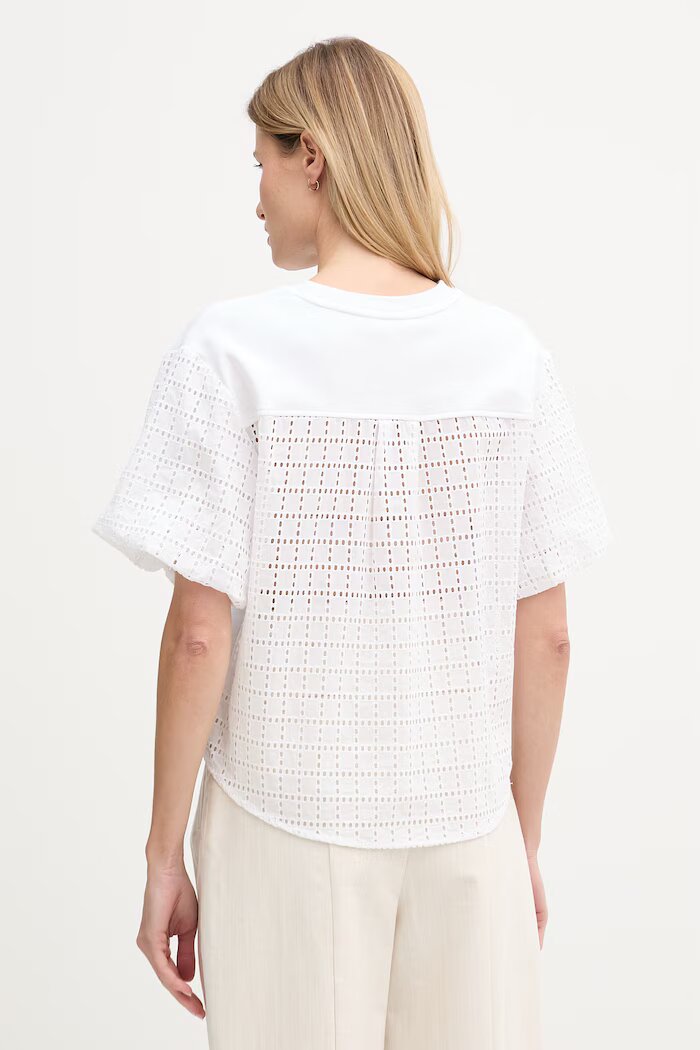 DKNY Памучна тениска дамска в бяло DJ6T1731
