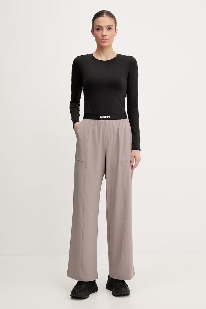 DKNY Панталон в сиво с широка каройка с висока талия DP6P3645
